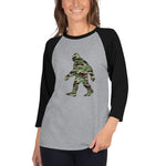 3/4 sleeve raglan (Baseball) shirt - Unisex - Green Camo Sasquatch