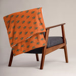 Throw Blanket - Green Camo Squatch pattern on Orange background